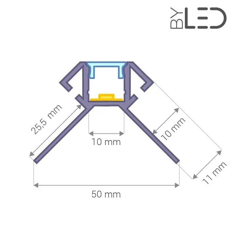 Profilé d'angle LED aluminium encastrable 270° à carreler - CRAFT - E14 - Diffuseur givré