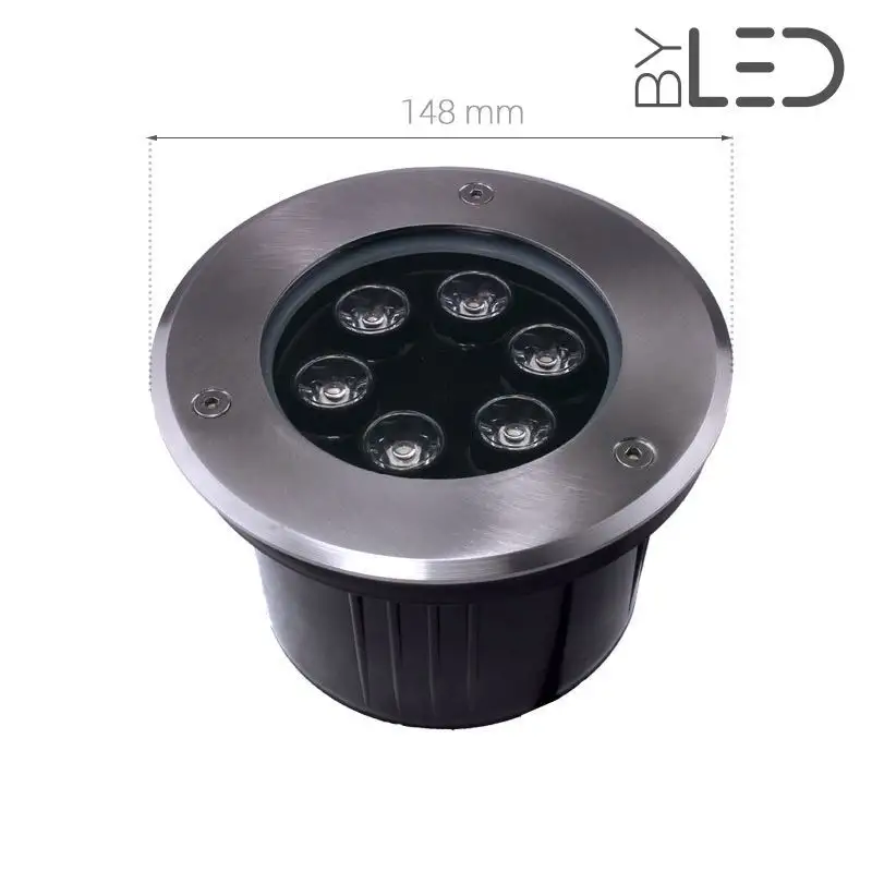 Spot LED encastré de sol inox 24V 6&nbsp;W - Terra 6 - RGB