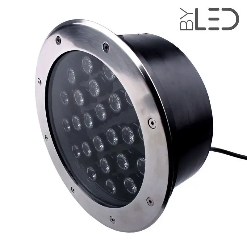 Spot LED encastré de sol inox 24V 12&nbsp;W - Terra 12 - RGB