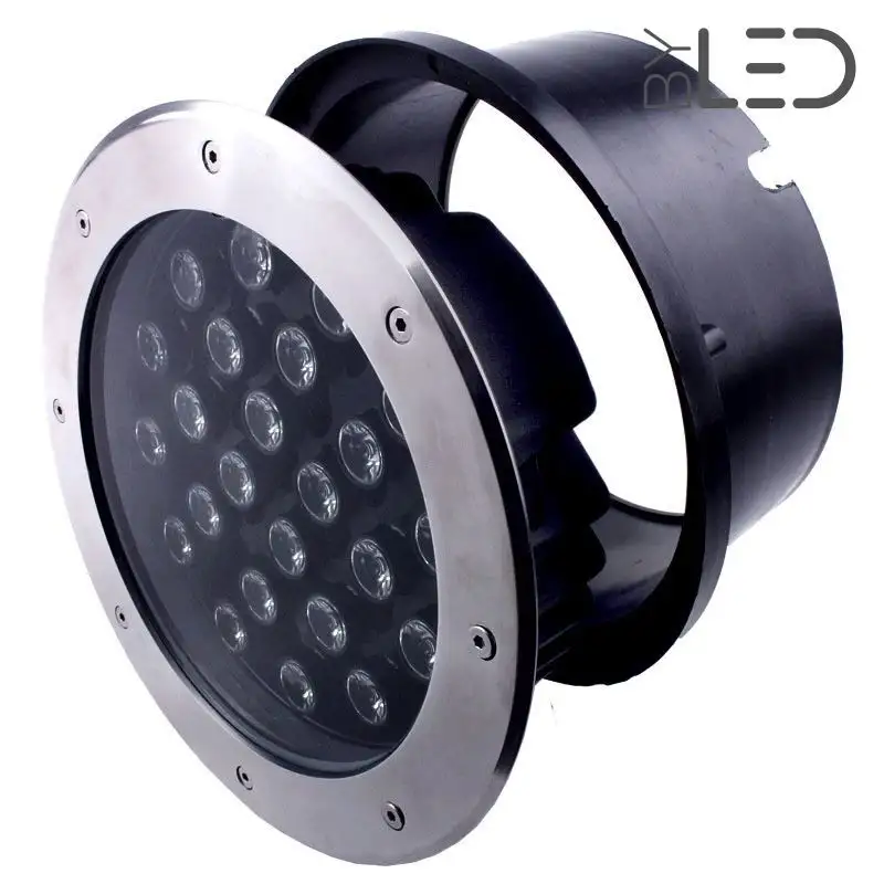 Spot LED encastré de sol inox 24V 12&nbsp;W - Terra 12 - RGB