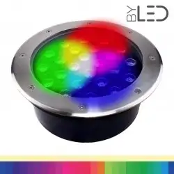 Spot LED encastré de sol inox 24V 12&nbsp;W - Terra 12 - RGB