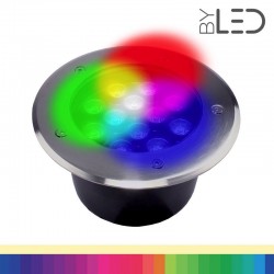 Spot LED encastré de sol inox 24V 12 W - Terra 12 - RGB