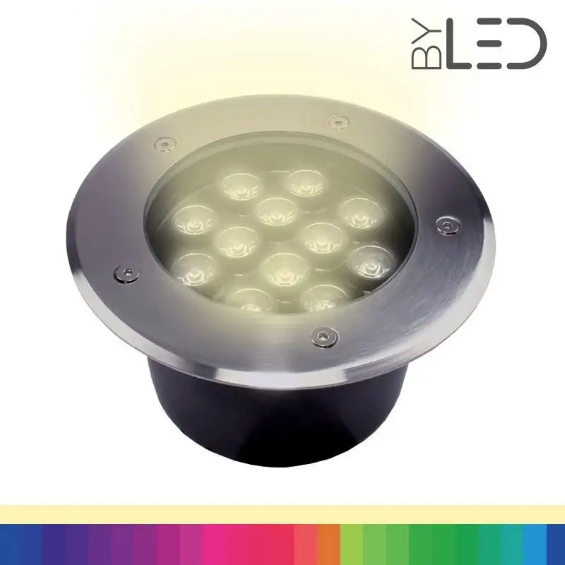 Spot LED encastré de sol inox 24V 12&nbsp;W - Terra 12 - RGB