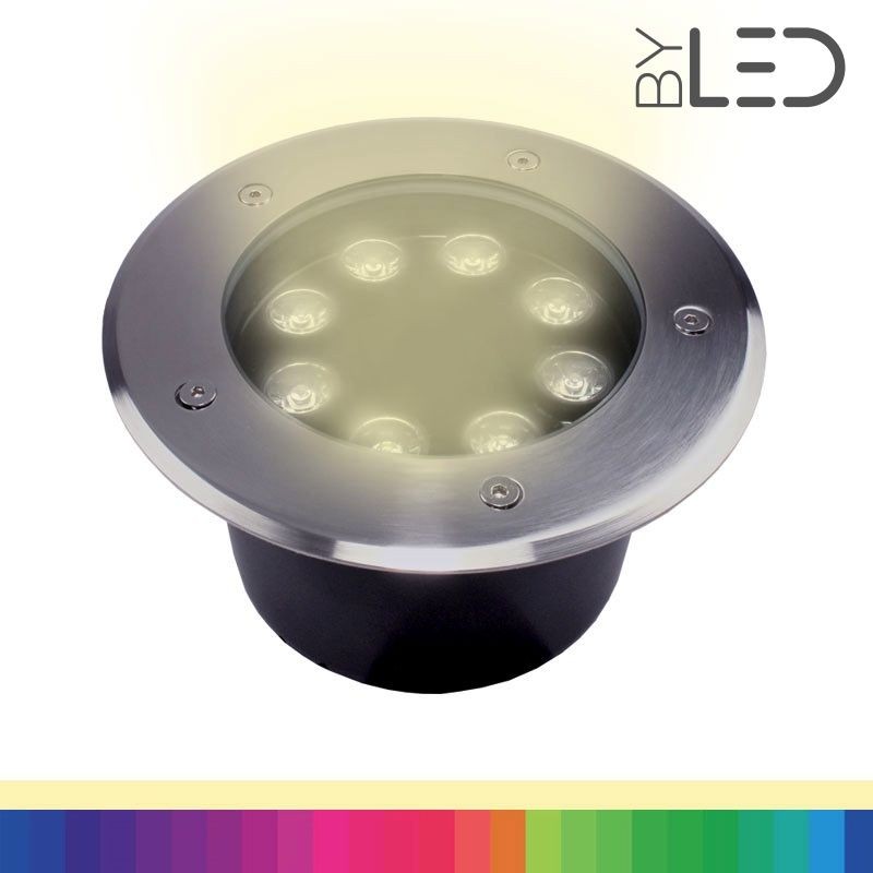 Spot LED encastré de sol inox 24V  8W - Terra 8 – RGB + Blanc chaud