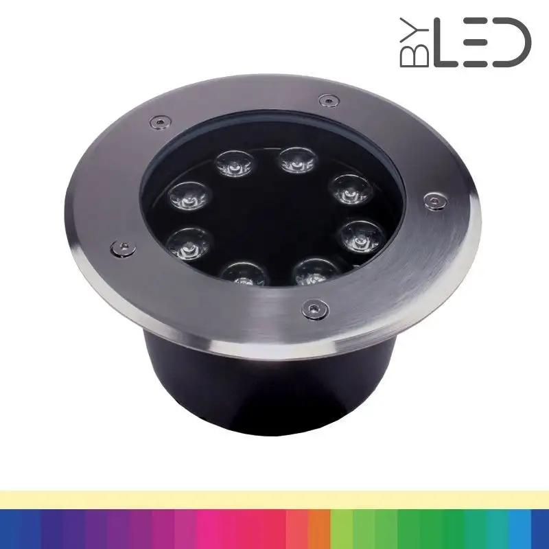 Spot LED encastré de sol inox 24V 8W - Terra 8 – RGB + Blanc chaud