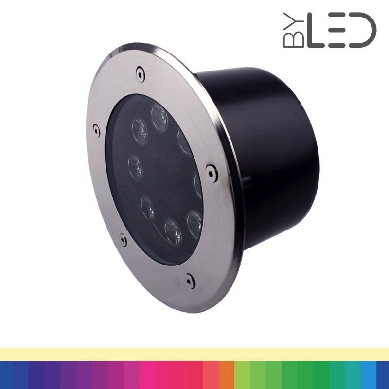 Spot LED encastré de sol inox 24V  8W - Terra 8 – RGB + Blanc chaud
