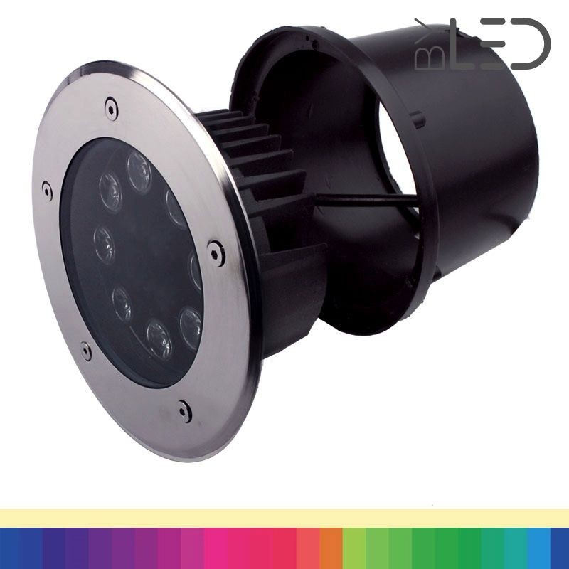 Spot LED encastré de sol inox 24V  8W - Terra 8 – RGB + Blanc chaud