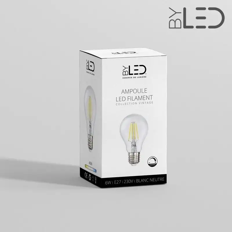 Ampoule LED à filament - Blanc Neutre – 6W - E27 - Dimmable Ampoule LED à filament - Blanc Neutre – 6W - E27 - Dimmable