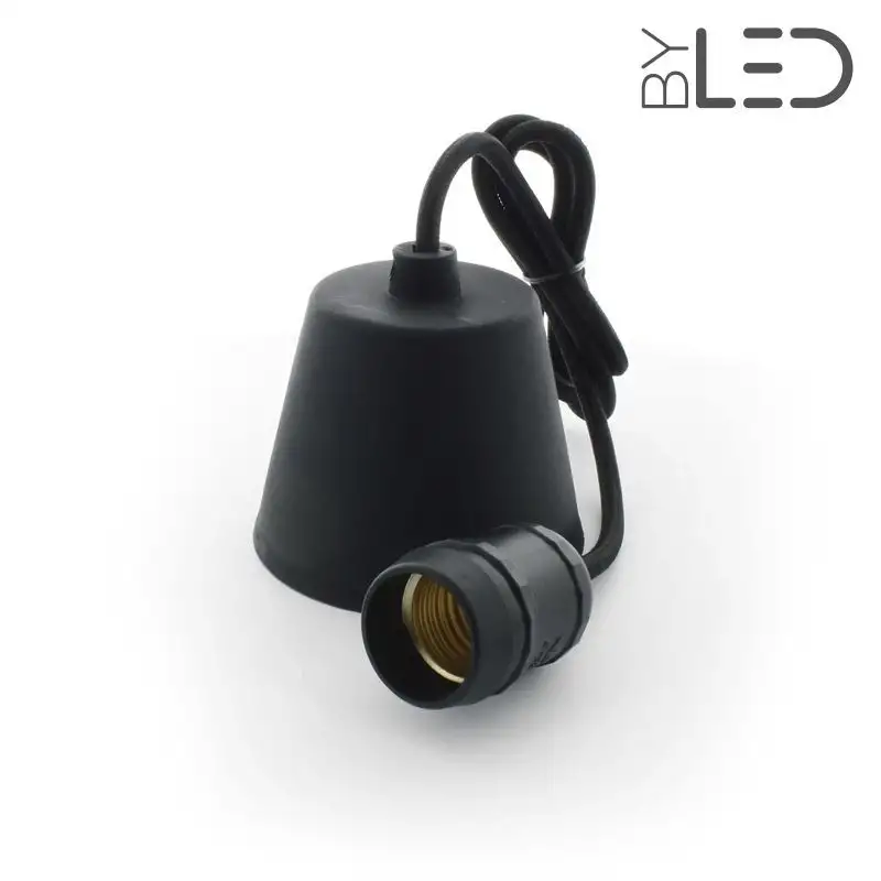 Suspension noire plafond pour Ampoule E27 LED - 1m