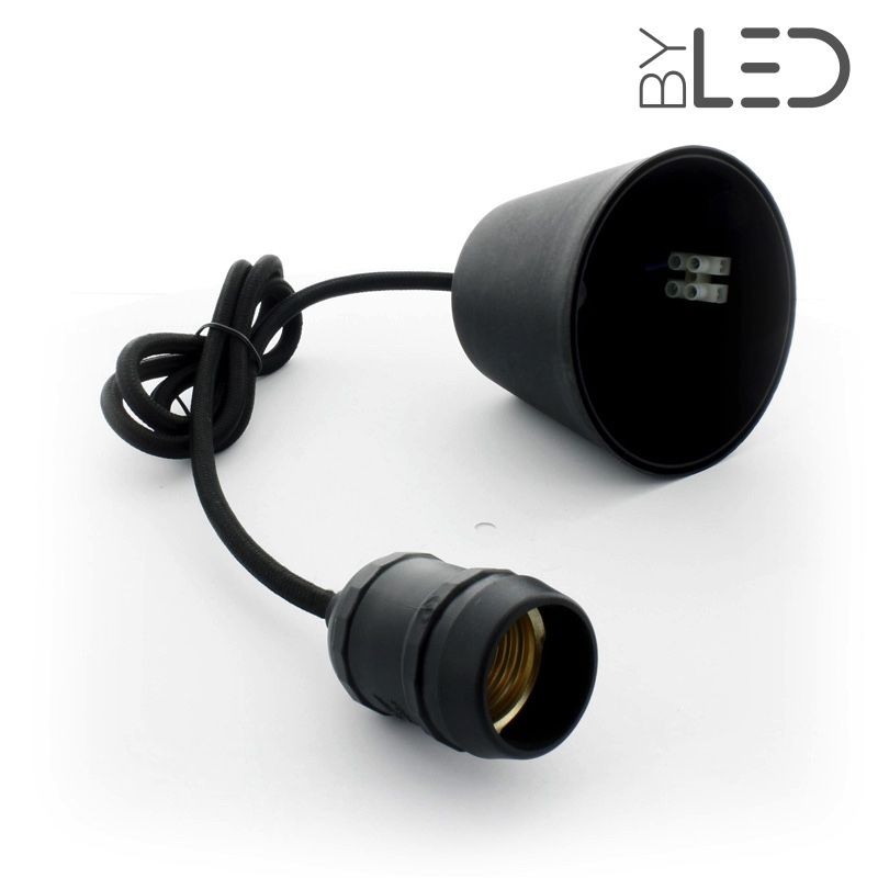 Suspension noire plafond pour Ampoule E27 LED - 1m