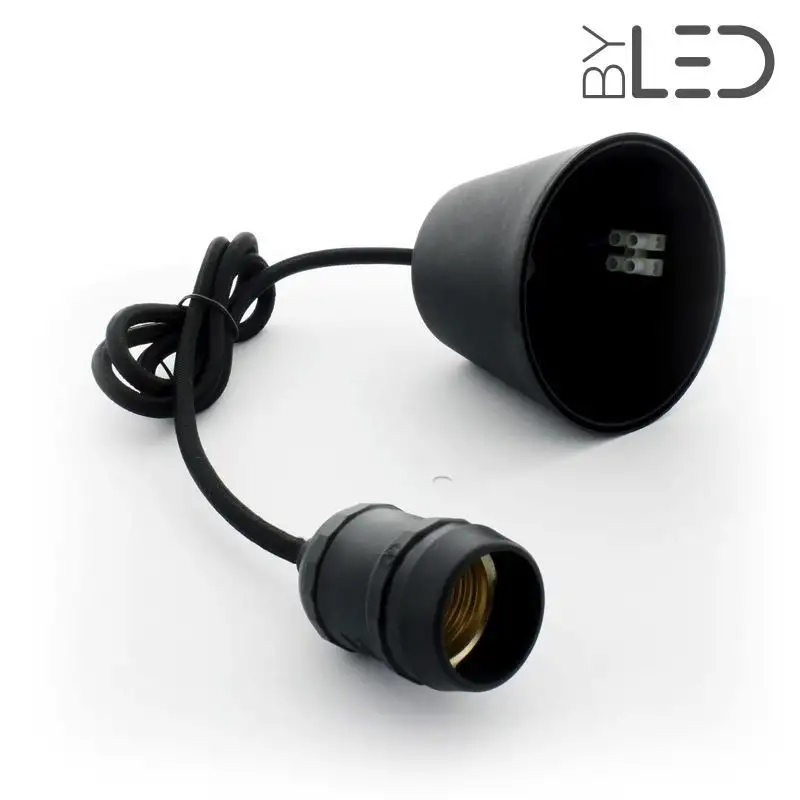 Suspension noire plafond pour Ampoule E27 LED - 1m