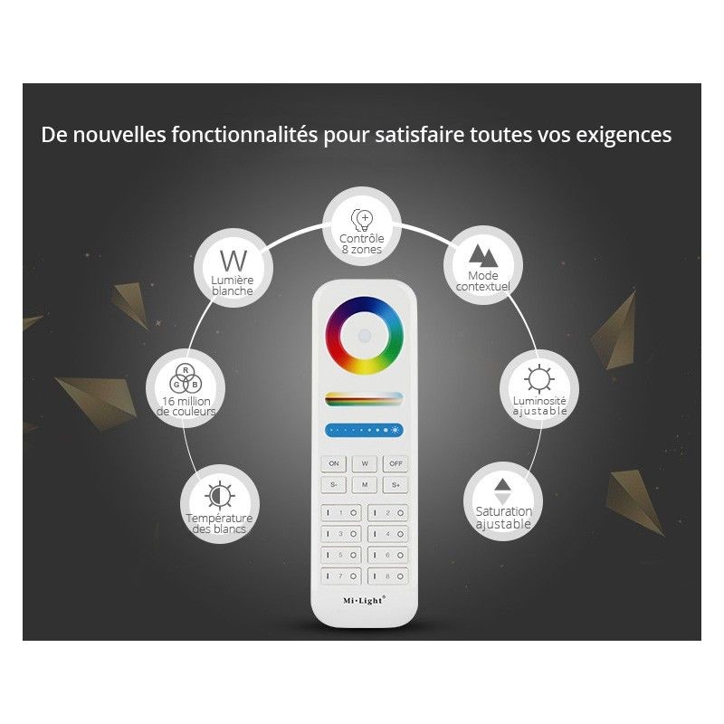 Télécommande 4 zones RGB & RGB + blanc 2.4 GHz - Milight