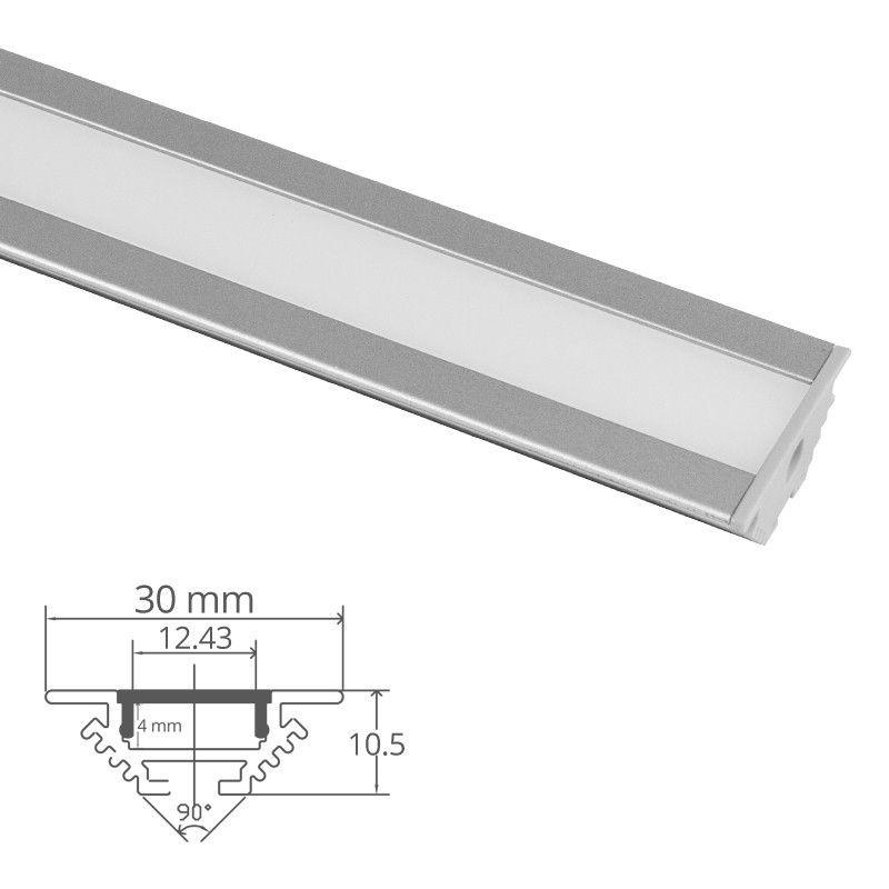 Profilé LED aluminium encastrable d'angle - CRAFT - E11