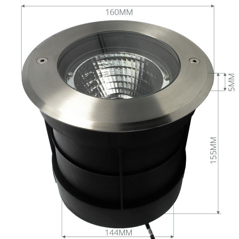 Spot LED encastré de sol orientable inox 15W - 230V - QINOX 160 mm