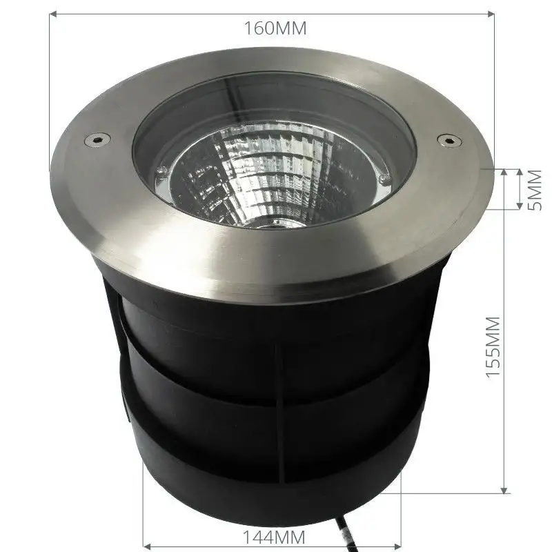 Spot LED encastré de sol orientable inox 15W - 230V - QINOX 160 mm