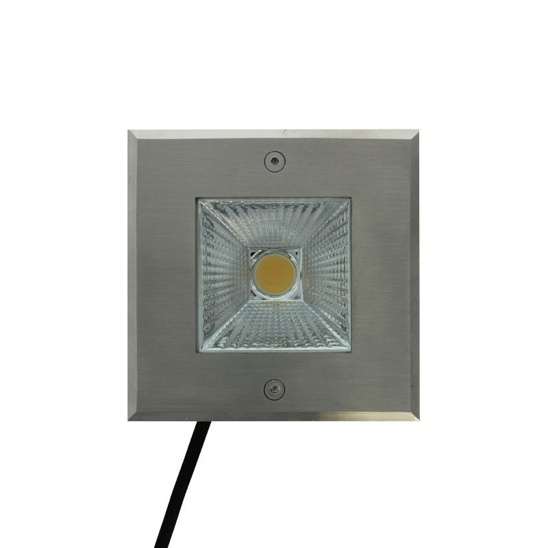 Spot LED encastré de sol carré inox 5W - 230V - QINOX 120mm