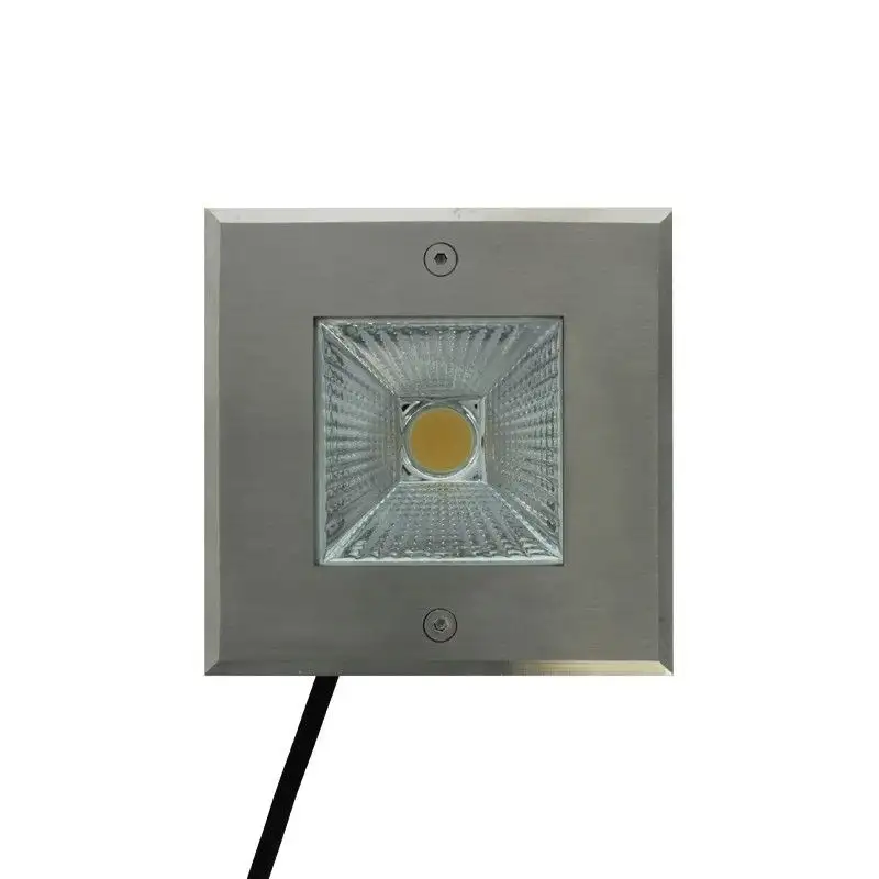 Spot LED encastré de sol carré inox 5W - 230V - QINOX 120mm