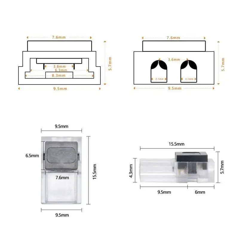 Connecteur slim ruban LED Mono 8 mm pour cable à sertir