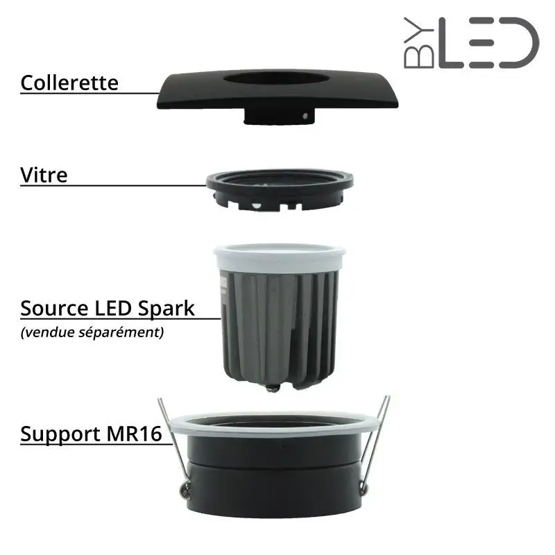 Spot encastrable collerette ronde chanfrein SPLIT - Or brillant