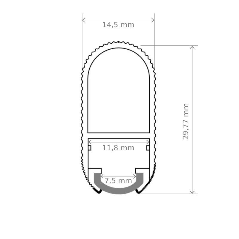 Profilé LED aluminium pour penderie et dressing  - T02 - Diffuseur givré