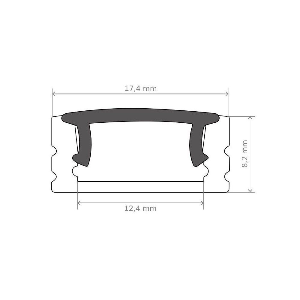 Profilé gris aluminium extra plat en applique pour ruban LED