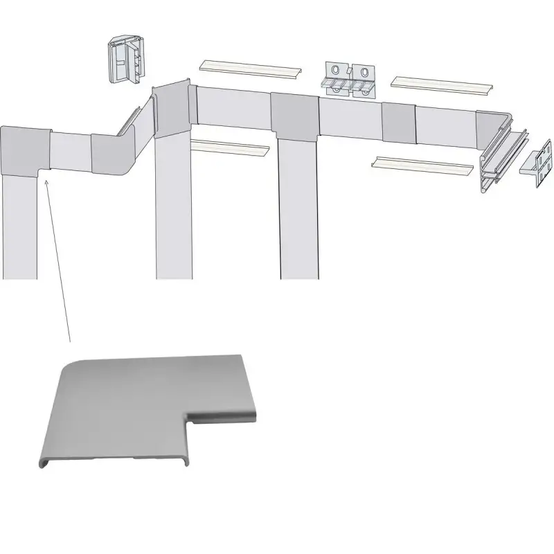 Jonction d'angle à plat pour profilé M04