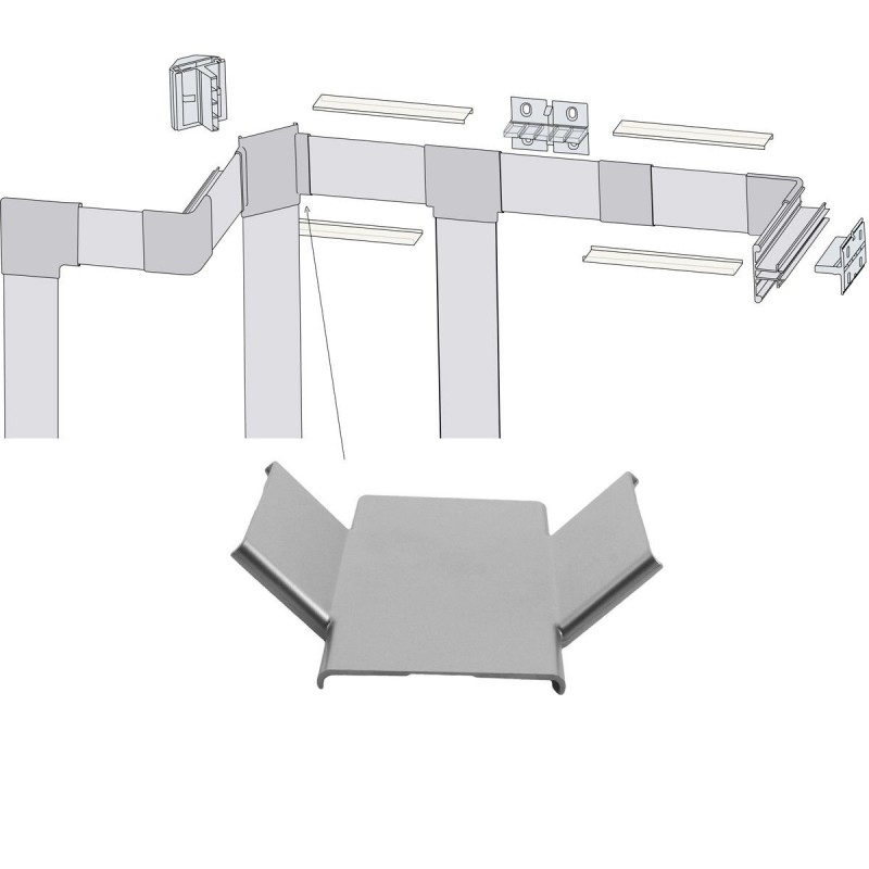 Jonction en X pour traversée d'angle pour profilé LED aluminium corniche 2 directions M04