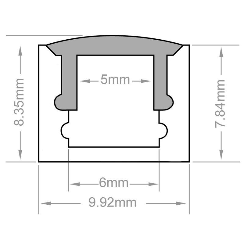 Profilé LED aluminium ruban LED ultra étroit – CRAFT – C14 - Diffuseur givré