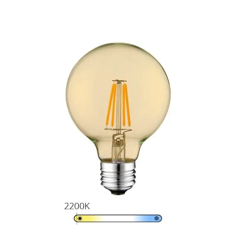Ampoule LED à filament globe - Ambrée – 6W - E27 - Dimmable