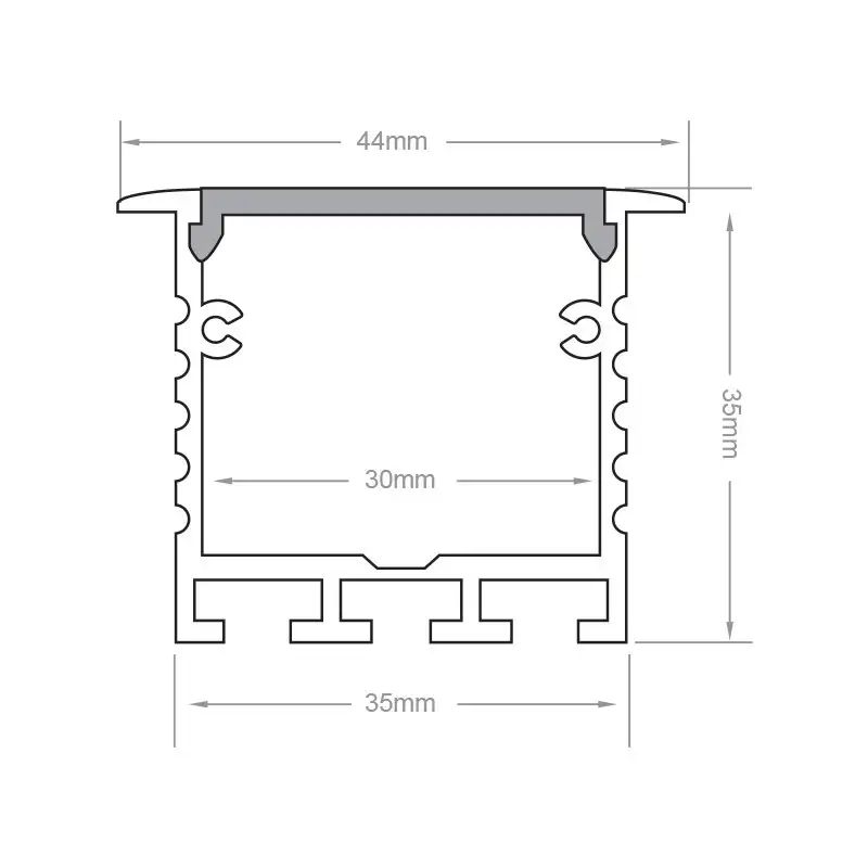 Profilé aluminium encastrable large pour 2 ruban LED - CRAFT - E06