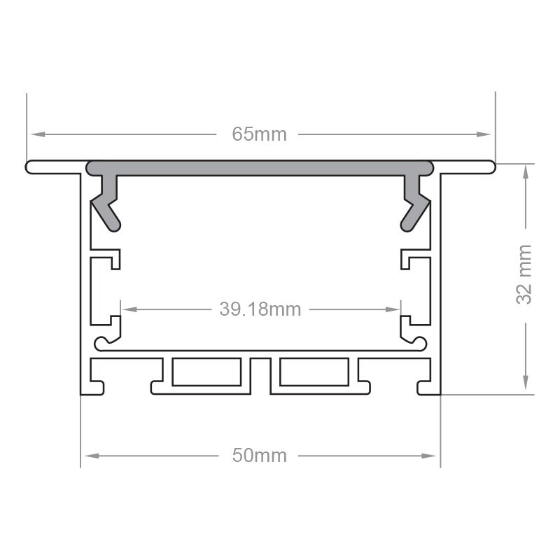 Profilé aluminium encastrable large ruban LED - E10