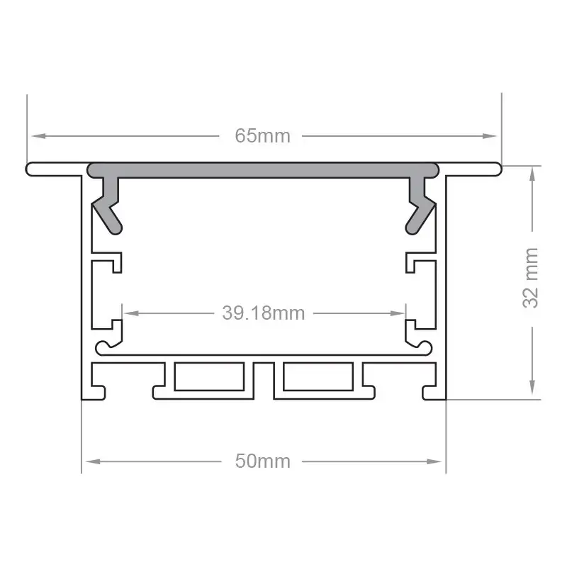 Profilé aluminium encastrable large ruban LED - E10