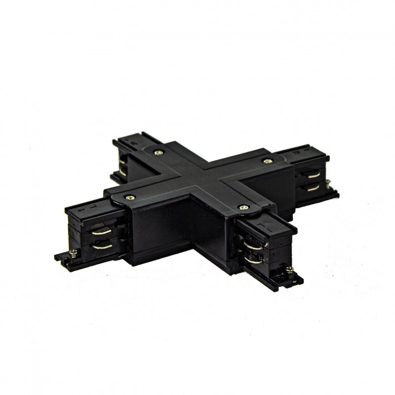 Jonction en X pour rail "Track" trois voies - Noir.