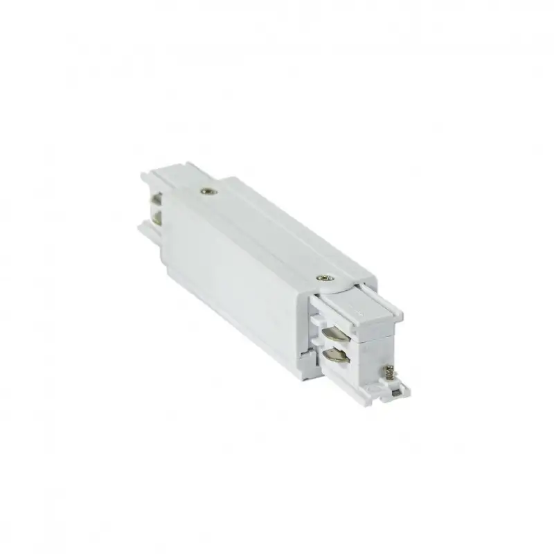 Jonction avec bornier pour rail "Track" trois voies - Blanc.