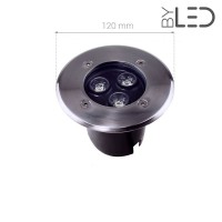 Spot LED encastré de sol - 3W - 12V - Inox - TERRA 3