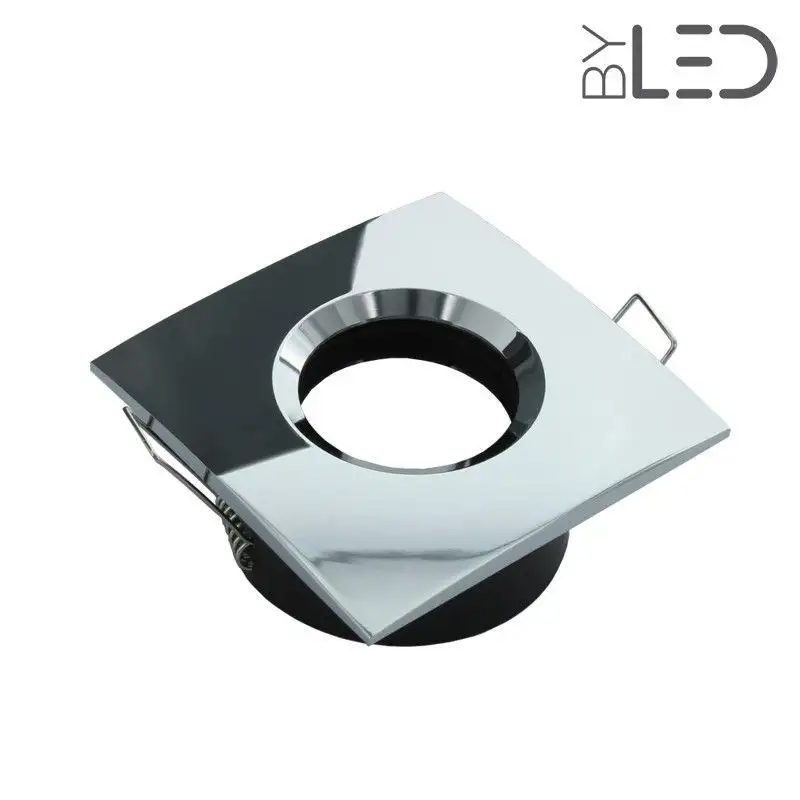 Spot encastrable collerette carrée chanfrein SPLIT - Chrome