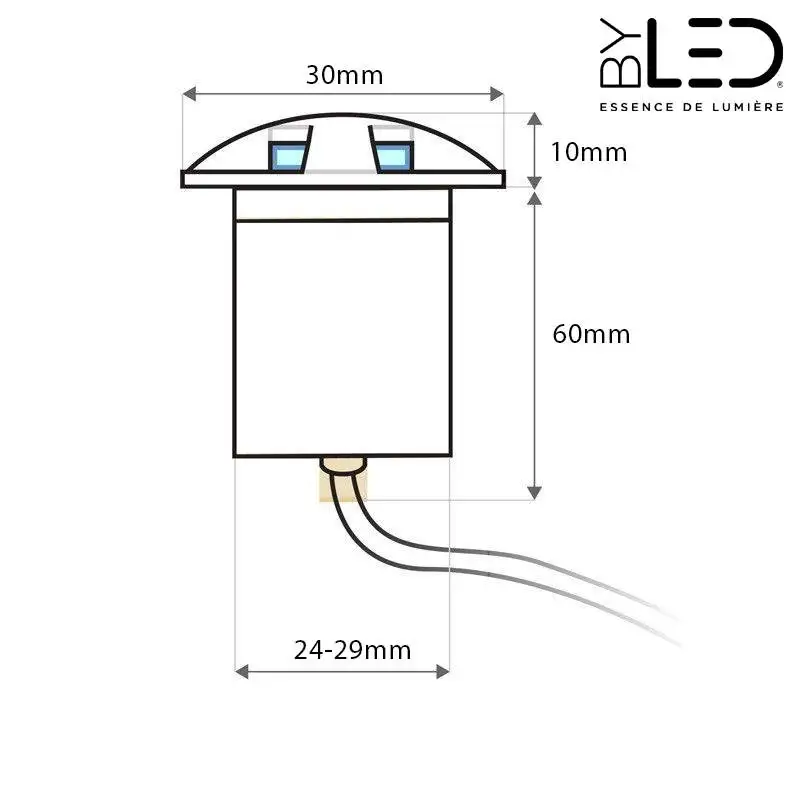 Spot LED encastré de sol Balise inox 0.6W - 12V - QINOX 30 mm