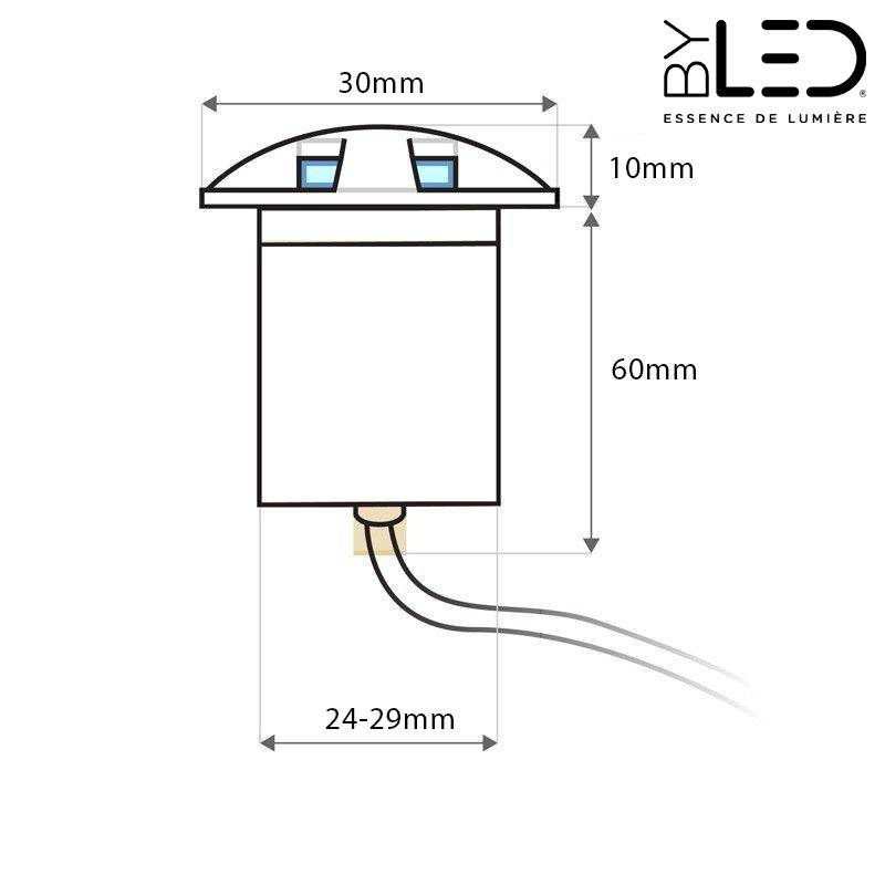 Spot LED encastré de sol Balise inox 0.6W - 12V - QINOX 30 mm