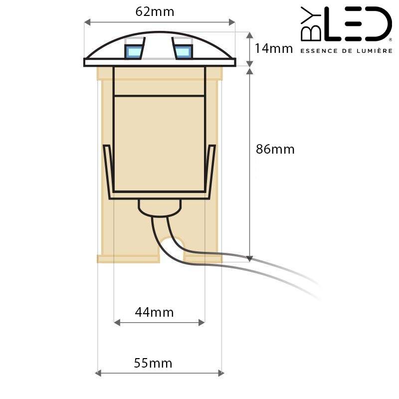 Spot LED encastré de sol balise inox 1W - 12V - QINOX 62 mm-B3