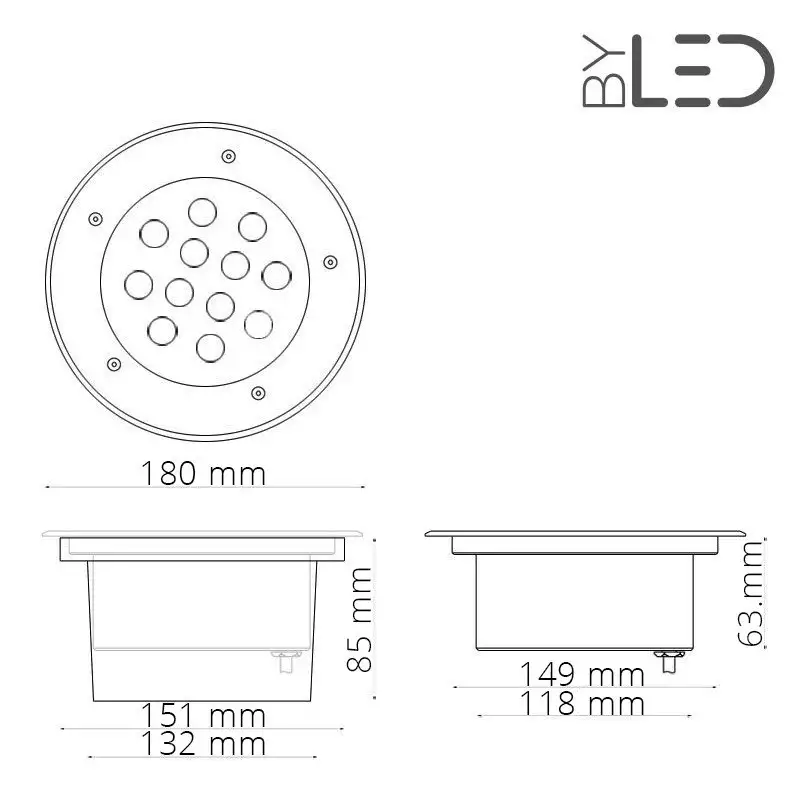 Spot LED encastré de sol inox 24V 12&nbsp;W - Terra 12 - RGB