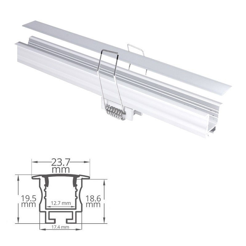 Profilé aluminium encastrable pour ruban LED - E05 Blanc - CRAFT