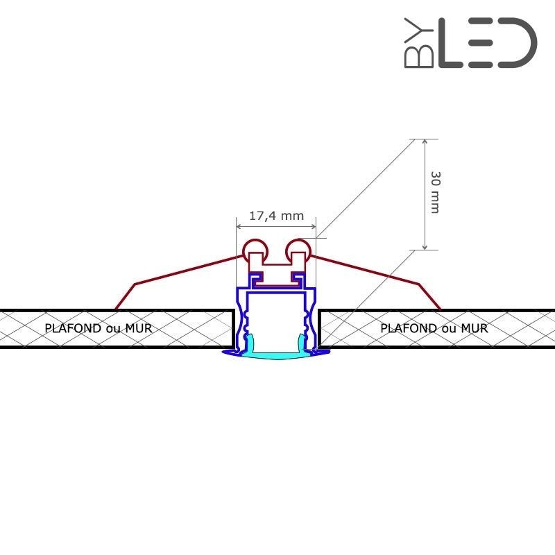 Profilé aluminium encastrable pour ruban LED - E05 Blanc - CRAFT