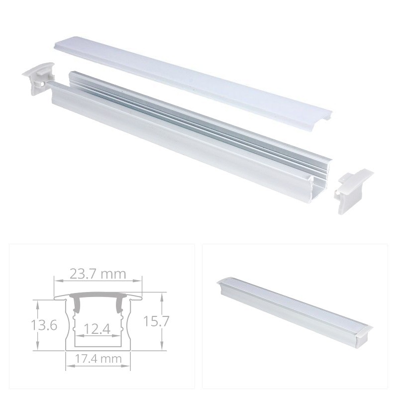 Profilé aluminium encastrable pour ruban LED - E04 Blanc - CRAFT