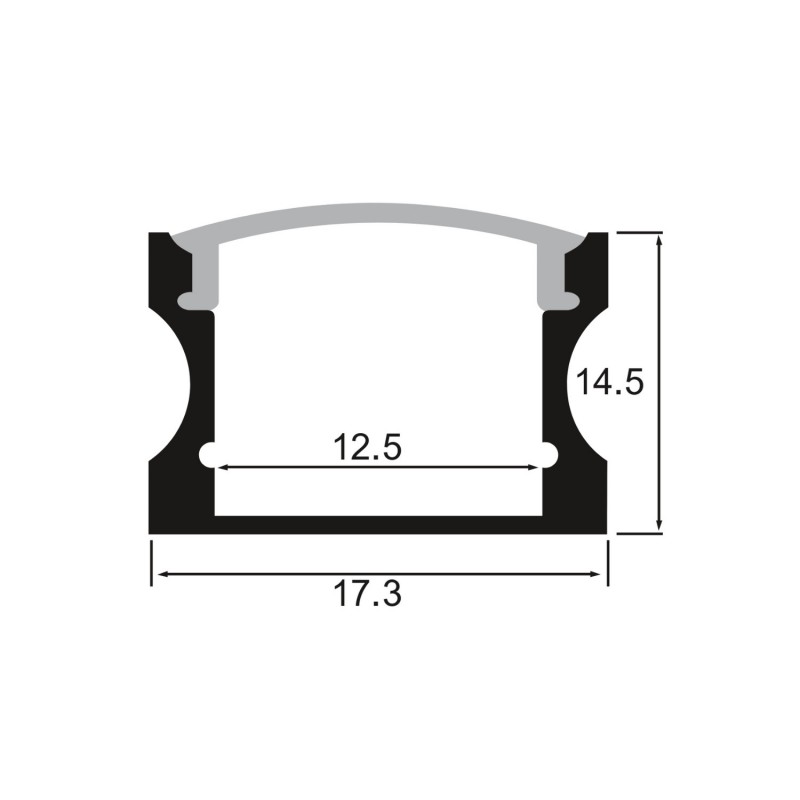 Profilé en applique gris aluminium pour ruban LED