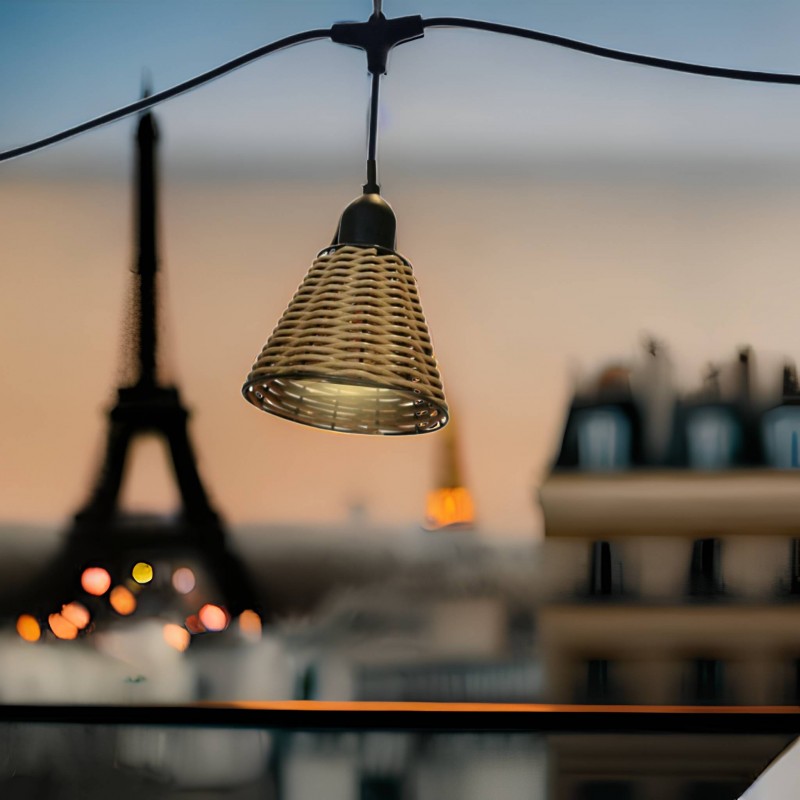 Guirlande guinguette 10m + 10 abat-jours "Shade" + 10 ampoules LED