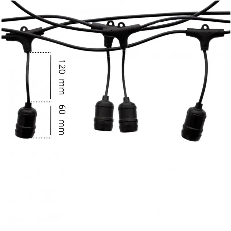 Pack guirlande extérieure guinguette - 20m + 20 Ampoules LED E27 S14