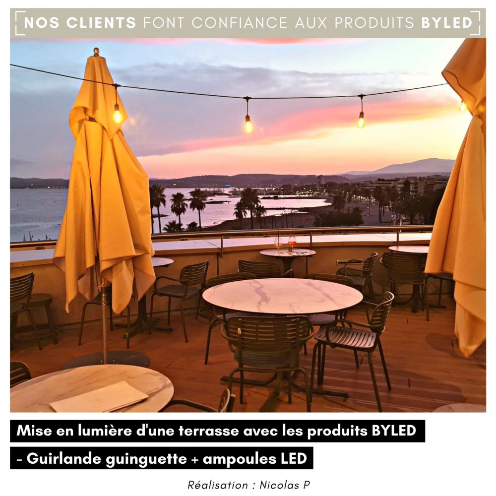 Guirlande guinguette 10 mètres + 10 ampoules LED au choix - Vue supplémentaire