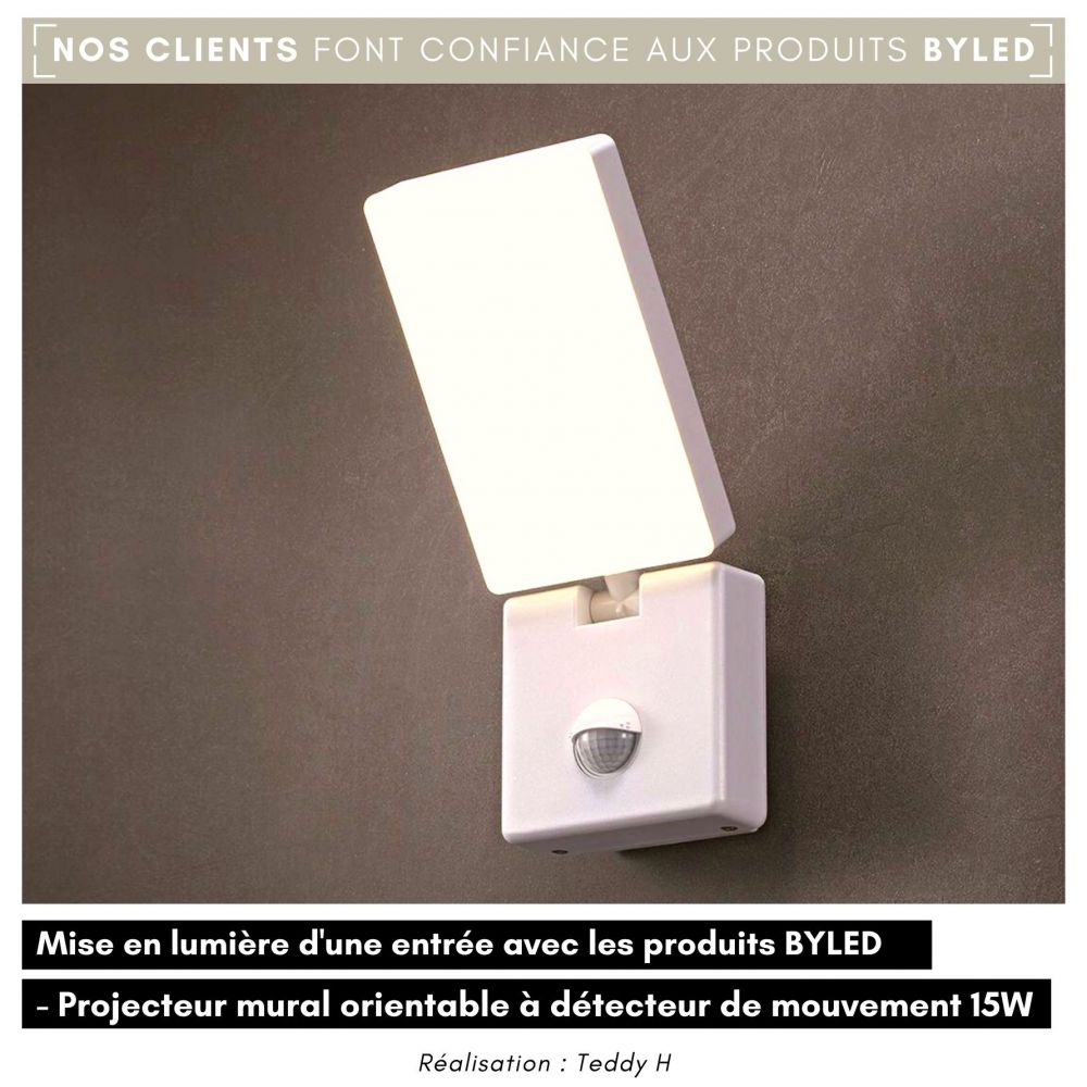 Projecteur LED extérieur avec détecteur de mouvement orientable - 15W - 230V - Blanc - WALLY - Vue supplémentaire