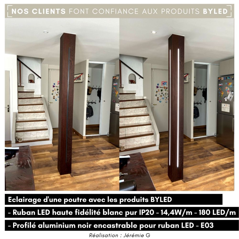 Ruban LED haute fidélité - 14,4W/m - IP20 - Blanc - 180 LED/m - 2835+ - 5m - 24V - Vue supplémentaire