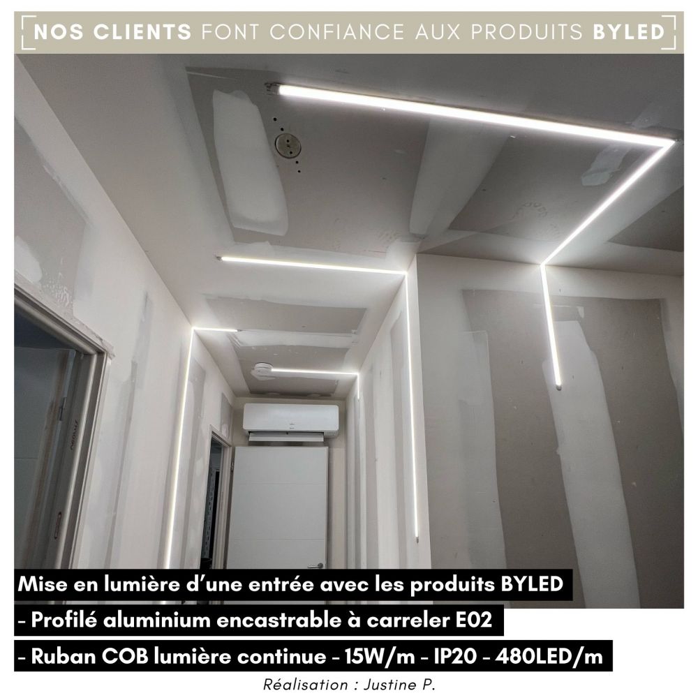 Profilé aluminium encastrable pour ruban LED - Diffuseur givré - E02 - CRAFT - Vue supplémentaire
